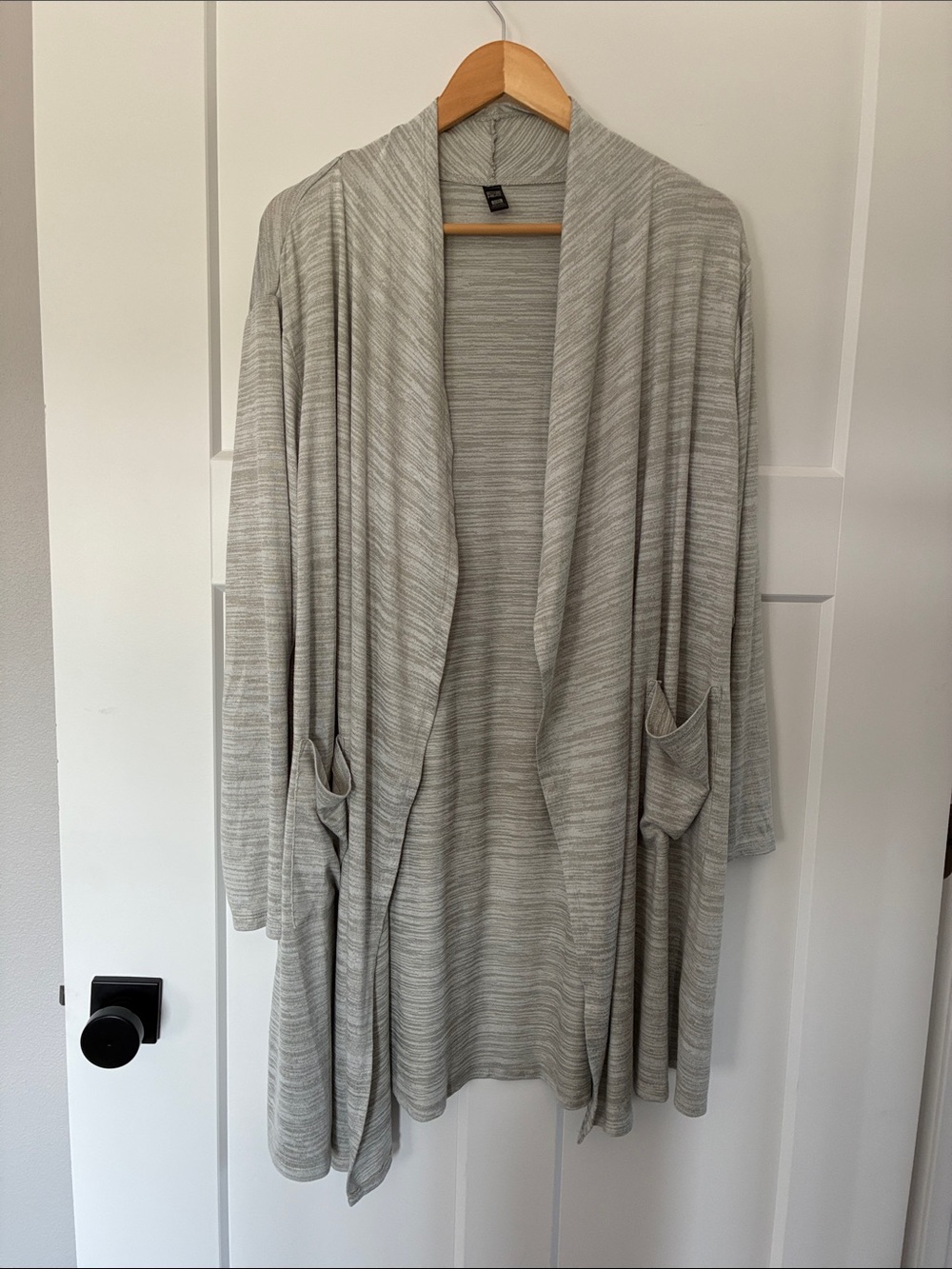 Light Gray Open-Front Draped Women's Cardigan